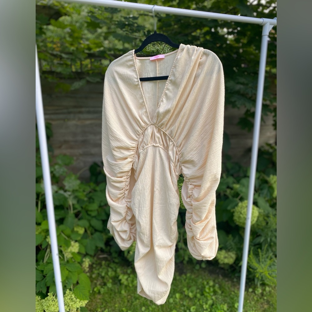 ITZY Ruffled Deep V Shrug Dress